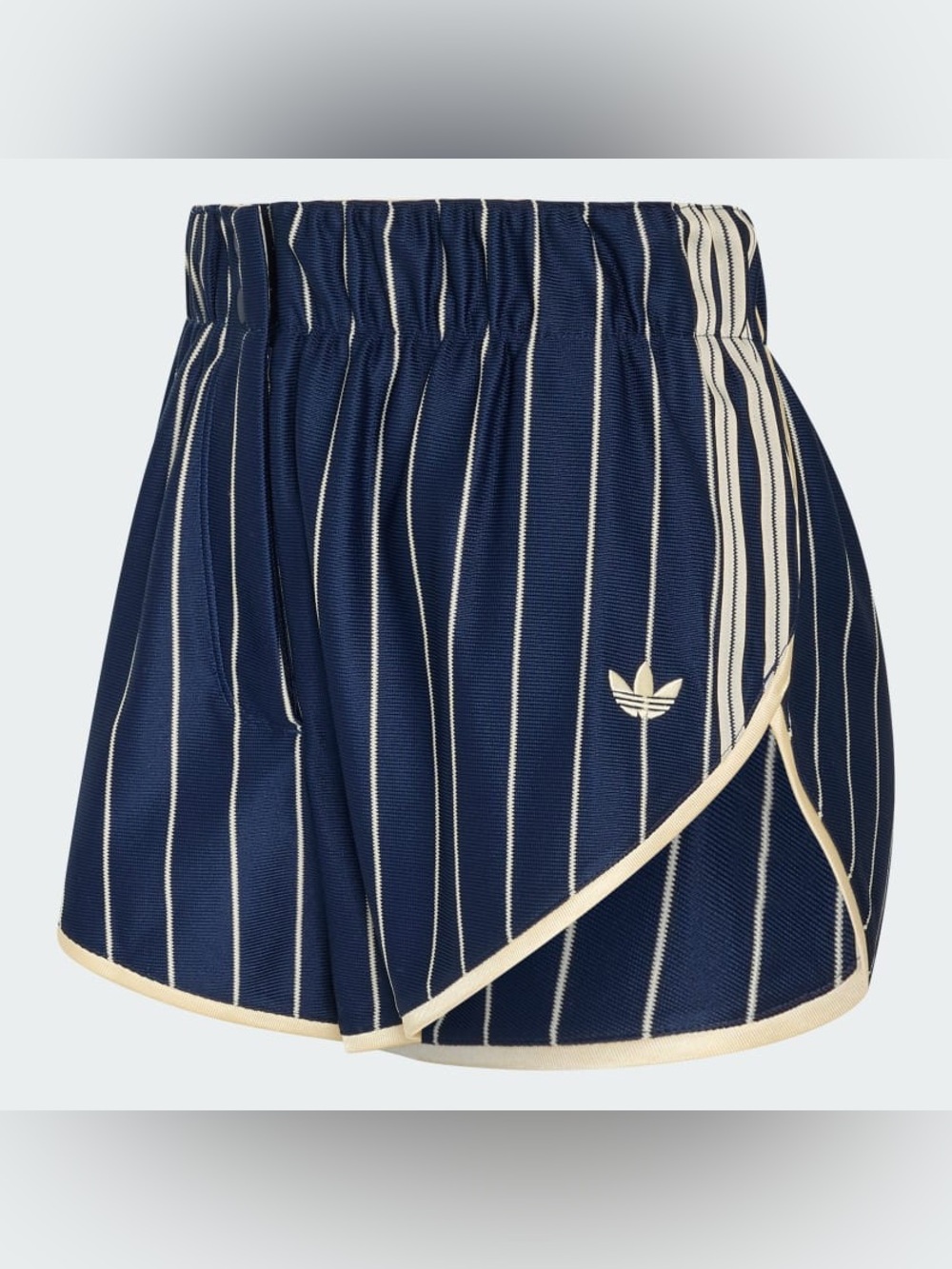 Adidas Originals Women’s Navy Pinstripe Firebird Shorts w Cream Trim, M, NWT - Picture 8 of 12